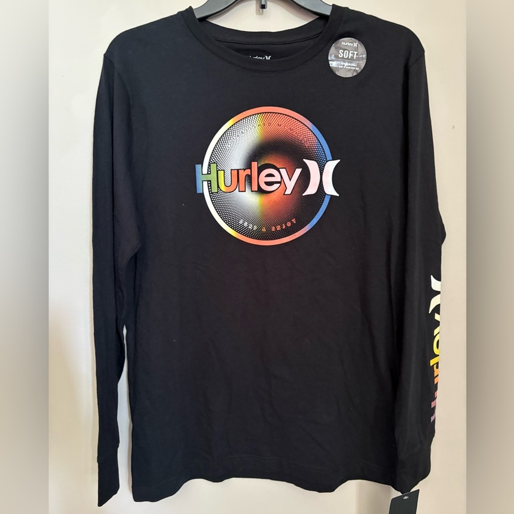 Hurley Black Long Sleeve with Vibrant Logo NWT